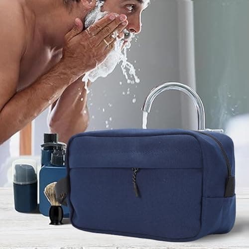 Xiuganpo Men Travel Toiletry Bag Water Nylon Hanging Toiletry Organizer with Mesh Pockets for Business Trip, Shaving Kit Portable Dopp Kit for Essentials Accessories (Dark Blue) — view 4