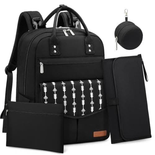 RAINSMORE Baby Changing Bag Backpack Insulated Bottle Pocket Nappy Bag