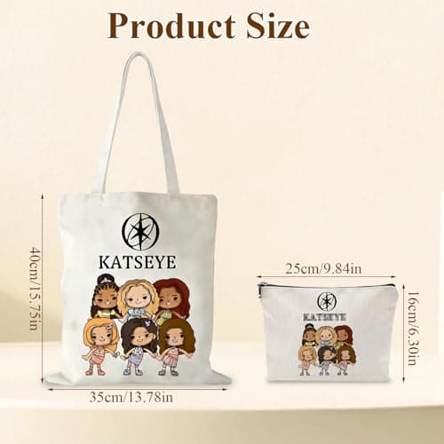 Nhemeylp Canvas Tote Bag Set, Reusable Large Tote Bag with Makeup Bag for Women, Foldable Shopping Bags with Cosmetic Bags for Commuting, Travel & Fan Events, Kpop Gifts for Girls Teenagers — view 2