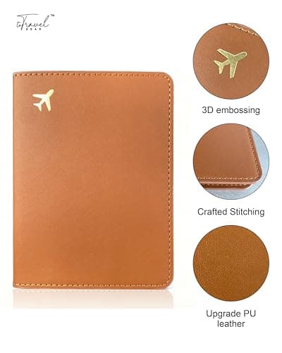 toTravelGear Passport Holder for Travel Essentials,RFID Blocking Passport Cover Case for Travel Accessories,Travel Wallet for Women Men, Dark Brown, 5.5 x 4 inches, Minimalist — view 5