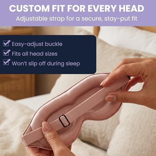 Slumbr 100% Blackout Sleep Mask for Men & Women - Light Blocking Eye Mask for Sleeping, 3D Contoured Soft Eye Mask, Adjustable Strap, Comfortable Travel Sleep Mask for Shift Work & Insomnia - Pink — view 4