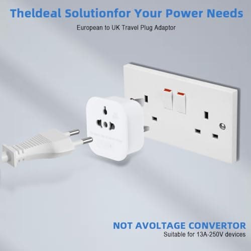 2Pack European to UK Plug Adaptor, US to UK Travel Plug Adapter — view 3