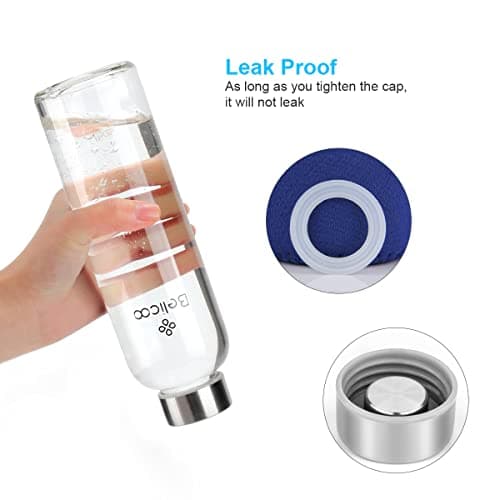 BELICOO BPA-Free Glass Water Bottle, 550ml/18oz Water Bottle — view 5