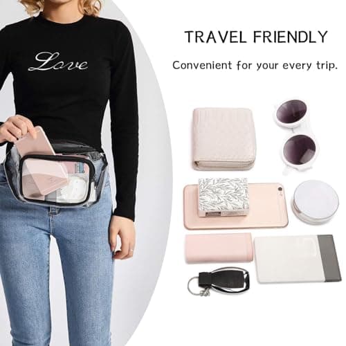 Clear Bum Bag,Stadium Approved Bumbag Fanny Pack Transparent Money Belt Waist Bag Holographic for Men Boys Running Hiking Travel Sports Grey — view 5