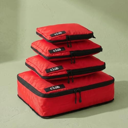 ciúb Compression Packing Cubes 4 Set Premium Double Zip, Fit 40% More in Your Luggage, Carry-On & Backpack, Lightweight Water Resistant Travel Accessories, Compressible Suitcase Organiser Bags (Red) — view 5