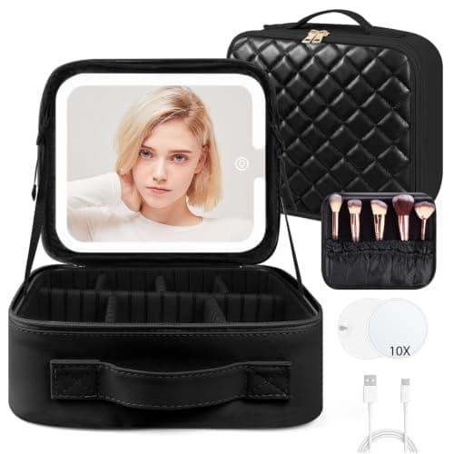 OSDUE Makeup Bag with LED Mirror, Cosmetic Organizer Case
