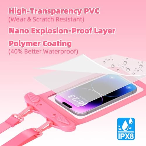 IPX8 Waterproof Phone Pouch Universal Cell Phone Dry Bag Patented Sealed Lock Lanyard Mobile Phone Case for Swimming Surfing Beach for iPhone 17 16 15 Samsung S26 S25 Huawei Xiaomi up to 8.9" — view 3