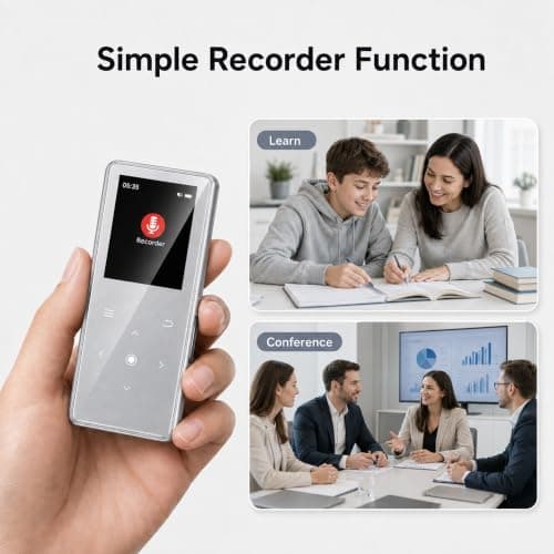 64GB MP3 Player with Bluetooth 5.2, AiMoonsa Music Player with Built-in HD Speaker， Matte Silver — view 4