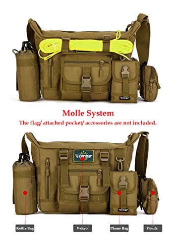 Messenger Bag, Tactical Crossbody Bag Molle Large Waterproof Laptop Pack Casual Military Shoulder Bag Green — view 4