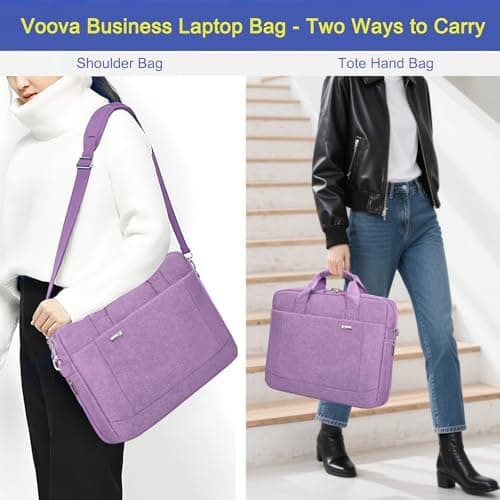 Voova Laptop Bag Case 17 17.3 Inch Computer Sleeve Messenger Bag, Lavender — view 2