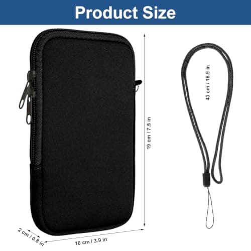 AOOSA Phone Sock, Universal Neoprene Shockproof Pouch Sleeve Case, Black — view 2