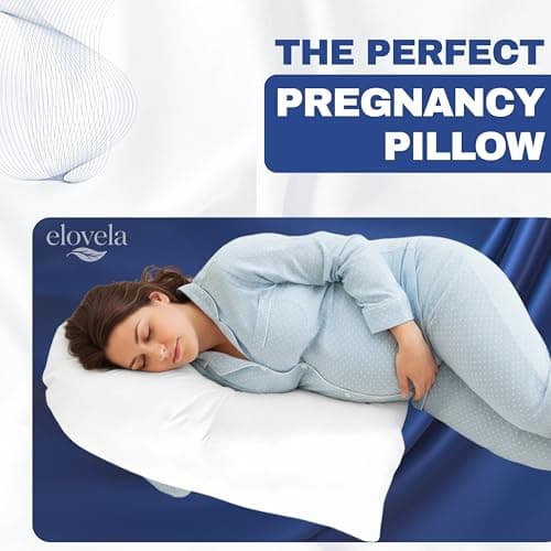 ELOVELA Orthopaedic V Pillow with Pillowcase – Super Soft & Hypoallergenic V Shape Pillow for Nursing, Maternity & Pregnancy Support – Ideal for Every Sleeping Position - Machine Washable (White) — view 3