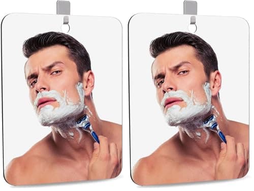DFLLLO Shaving Mirror Shower Travel for Camping Children's Bathroom Hanging Small Frameless 6 x 4inch Includes 1 Adhesive Hook, 15x10 (Pack of 2)