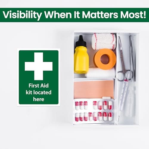 RDLCAR First Aid Sign Pack of 3 First Aid Kit Sign Located Here Durable Self-Adhesive Sticker Essential for Indicating Kit Locations Perfect for Emergency — view 6