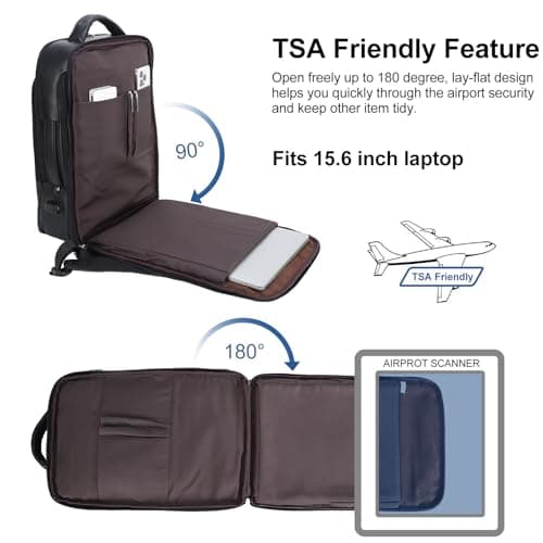 TIDING Genuine Leather Expandable 15.6" Laptop Backpack for Men — view 2