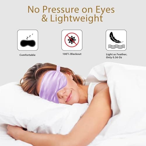 Sleep Mask Satin Eye Mask, Blackout, Light Purple — view 6