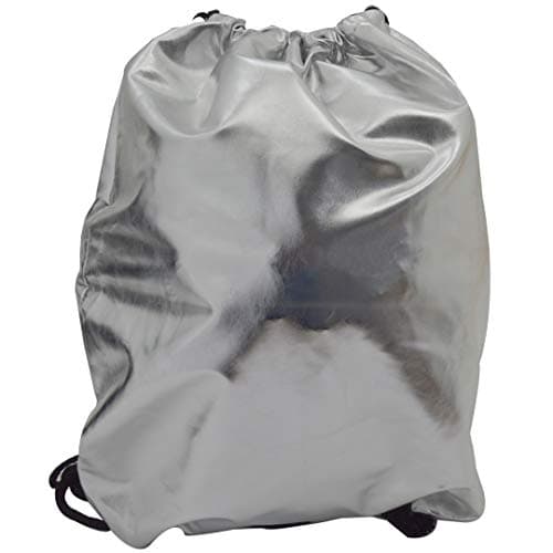 Macahel Shiny Unisex School Drawstring Sports Bag (Silver)