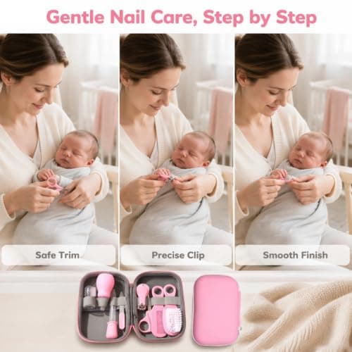 Liemuao Baby Toiletry Bag Kit, 13 Essential Baby Care Accessories - Hair Brush, Digital Thermometer and Bath, Nail Clippers, File, for Newborn Baby Girls and Boys (Blue) — view 4