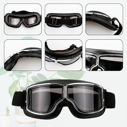 Luckious Brand Motorcycle Leather Cruiser Folding Goggles - Stylish Outdoor Sport Sunglasses for Skiing — view 3