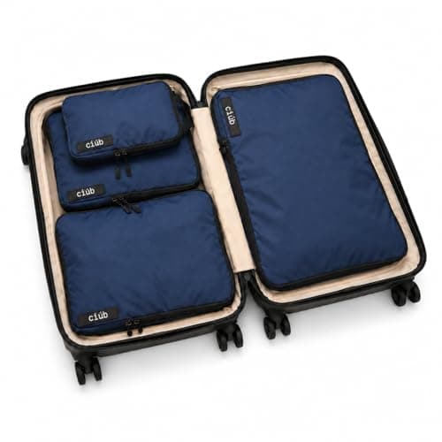 ciúb Compression Packing Cubes 4 Set Premium Double Zip, Fit 40% More in Your Luggage, Carry-On & Backpack, Lightweight Water Resistant Travel Accessories, Compressible Suitcase Organiser Bags (Navy)