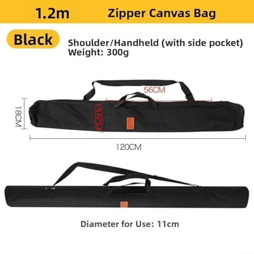 Fishing Rod Storage Bag 120Cm Foldable Pole Holder Case, With Shoulder Strap Weatherproof Canvas Organizer, For Tackle Reels And Gears, Portable Travel Equipment(black) — view 2