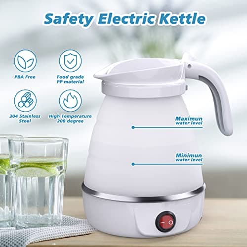 YudouTech Foldable Electric Kettle, Camping Kettle, Mini Travel Silicone Electric Water Boiler, Tea Coffee Maker, Portable Coffee Kettle with Separable Power Cord for Outdoor Hiking Camping — view 5