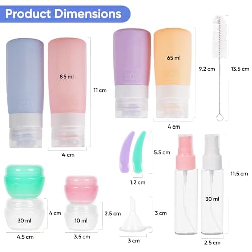 ASAB 16 Pack Silicone Travel Bottles for Toiletries TSA Approved Leak Proof Squeezable Refillable Travel Size Bottles for Body Wash Conditioner Shampoo Lotion Pots Toiletry Travel Bottle Set with Bag — view 5