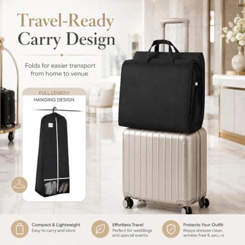 Extra Long Wedding Dress Garment Bag With Shoe Pocket, Heavy Duty Breathable Suit Cover, Dustproof Travel Dress Carrier For Gowns, Coats And Formal Wear, 72 Inch (182cm) — view 5