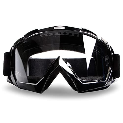 4-FQ Motorcycle Goggles Dirt Bike ATV Goggles(Black frame+Clear lens)