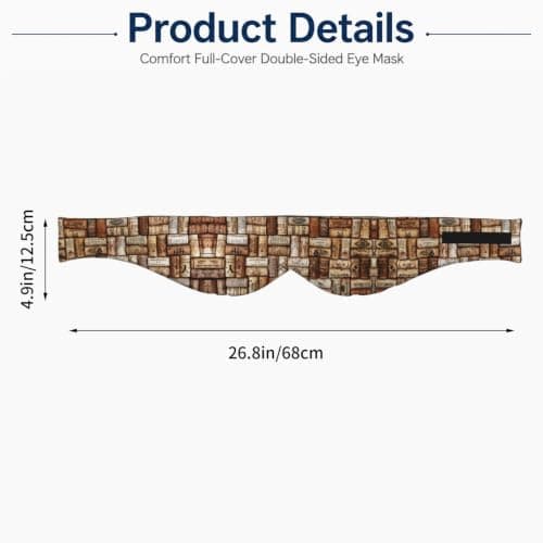 Wine Cork Print Sleep Mask Wide Wraparound Reversible Light Blocking Travel Fit — view 3