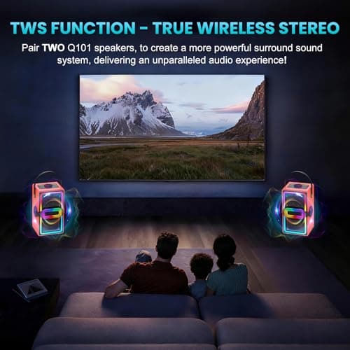 Bluetooth Speaker, 120W Peak Power Portable Speakers Wireless (Orange) — view 3