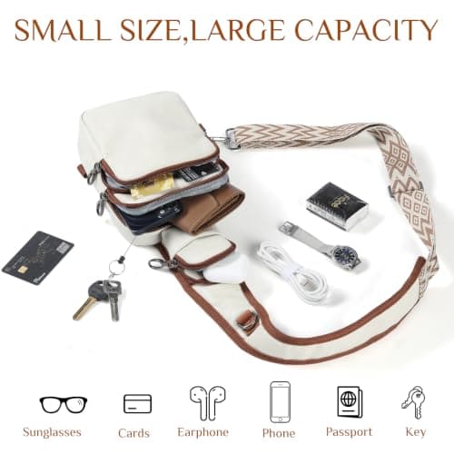BROADREAM Crossbody Bags for Women PU Shoulder Bag - Water Resistant Small Sling Chest Bag Purses with Zipper Lock & RFID Blocking Fanny Pack Cross Body Bag for Ladies Travel Shopping — view 4