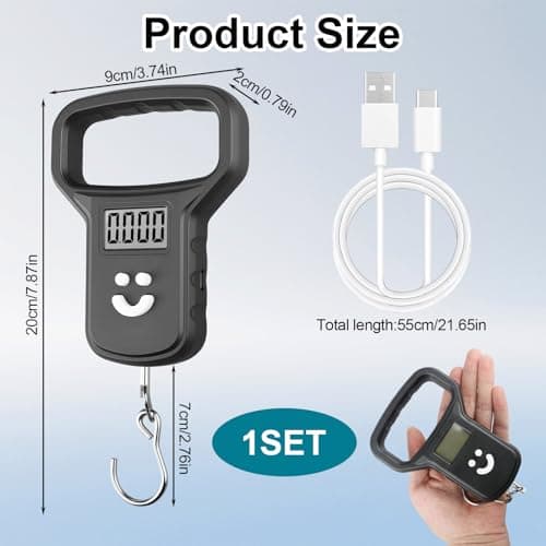 Digital Luggage Scale, Portable Suitcase Weighing Scales for Travel, 110lb/50kg Capacity with Backlit LCD Display, Essential Baggage Weight Scale for Air Flyers and Outdoor Enthusiasts (Rechargeable) — view 2