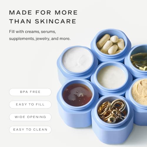 Cadence Travel Containers - Full Skincare Set - Magnetic Containers with Lids,Carry On Travel Essentials For Women/Men - 2 Small (0.56oz), 4 Medium Capsules (1.32oz), & Extender (1.43oz) - Pacific — view 6