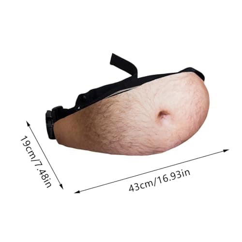 Belly Bag, Belly Novelty Waist Men Funny Dad Bum Bag Adjustable Belt Realistic 3D Print Storage Pouch for Festivals Travel and Joke Novelty — view 6