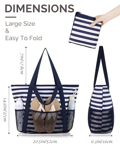 HOMESPON Beach Bag Large Waterproof Tote for Women with Zipper — view 4