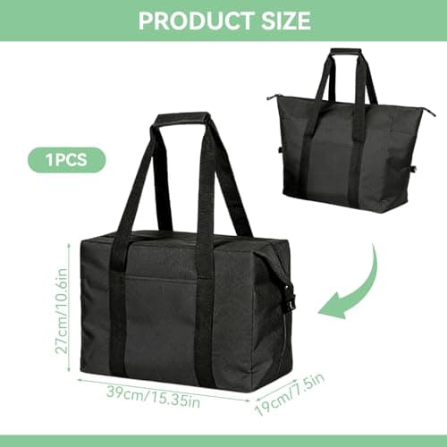 Foldable 20L Cooler Bag with Hard Liner, Foldable Thermal Picnic Bag(Black) — view 2