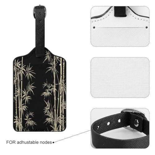 Asian Bamboo Luggage Tags with Id Card & Adjustable Strap — view 4