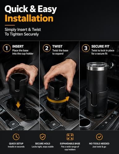 Xtremeauto Car Cup Holder Expander for Large Bottles & Mugs – Adjustable Expanding Base – Universal Vehicle Cup Holder Adapter for Cups, Tumblers & Water Bottles up to 96mm — view 5