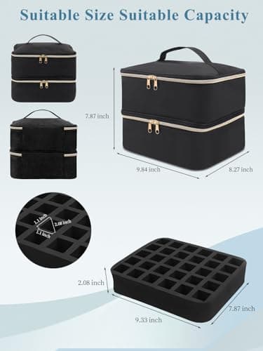 Nail Polish Organiser Bag 2-Layer Portable Nail Box for Nail Tech Black — view 2