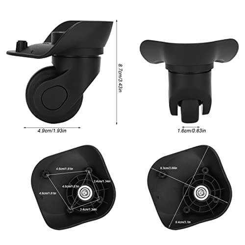 Gsycle 1 Pair Luggage Wheels Replacement, Black Travel Suitcase Caster Repair Kits Suitcase Mute Single Row Wheel Outdoor Supplies with Screws for Luggage — view 5