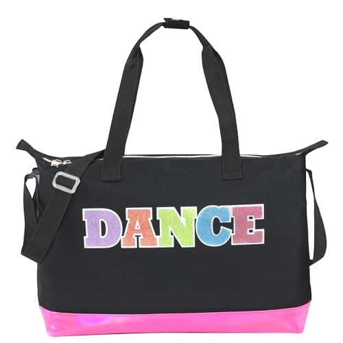 MADISON & DAKOTA Garment Dance Shoulder Bags for Girls, Teen Dancers, Costumes, Boys | Holographic Glitter Dance Bag for Kids, Dance Black & Pink — view 6