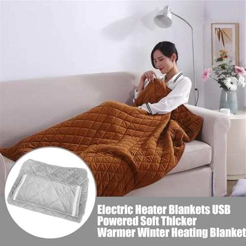 Heated Blanket Battery Operated - 60x80cm USB Powered Fleece Throw, Washable Rechargeable Heating Pad, Portable Electric Warming Cover | Nap Air Conditioning Sofa Travel Office Bed Use — view 3