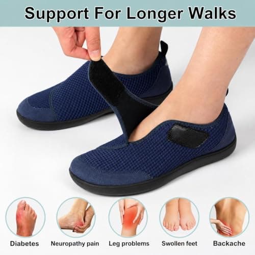 Mens Barefoot Shoes Wide Fit Walking Trainers Zero Drop Breathable Adjustable Sneakers UK Navy Size 10 Wide — view 6