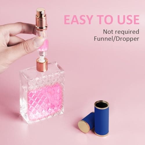 LOPHE Perfume Travel Bottle, 5ML Luxurious Perfume Atomiser Refillable, Leather Perfume Spray Bottle, Easy to Refill Perfume Atomiser for Women Men, A (Blue) — view 3