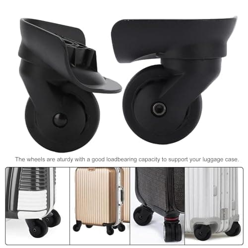 Tyenaza Luggage Replacement Wheels, 2 Black Swivel Casters, 360° Rotation — view 3