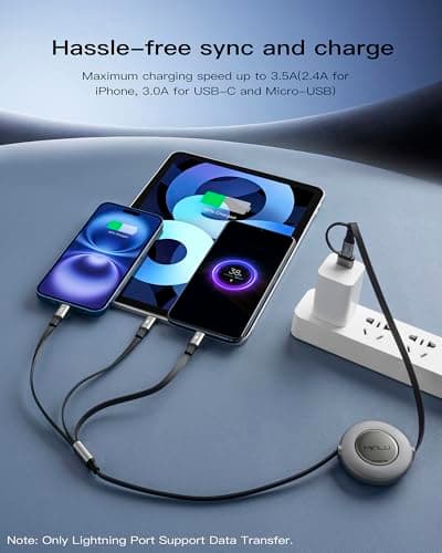 Minlu 5 in 1 Retractable Charging Cable with Data Transfer, 2Pack — view 3