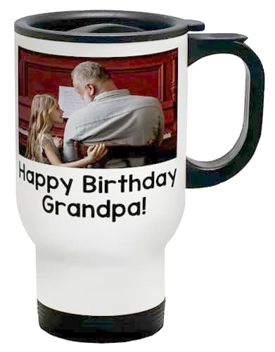 Shopagift Personalised Travel Mug Photo Image Text Logo Business Company Coffee Tea Cup Gift Birthday Mothers Fathers Day Mum Dad Family Retirement Work Colleague Boss — view 3