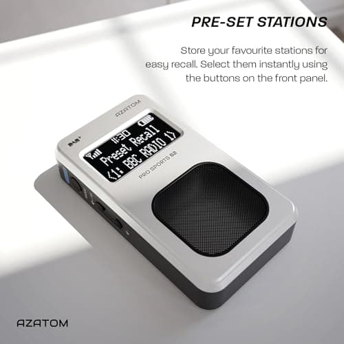 Portable DAB/DAB+ & FM Digital Radio | Sports Earphones Included | Built in Speaker | Rechargeable Battery (10-12 Hours) | Perfect for Sports, Hiking or Working | AZATOM Pro Sports S2 (Silver) — view 3
