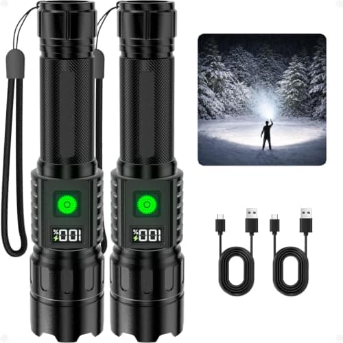 Rechargeable Torch 2 Pack, Torches Led Super Bright 1,000,000LM Flashlight